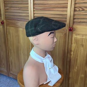Jos A Bank newsboy hat cabby cap wool tweed green gray plaid size l/xl golf etc